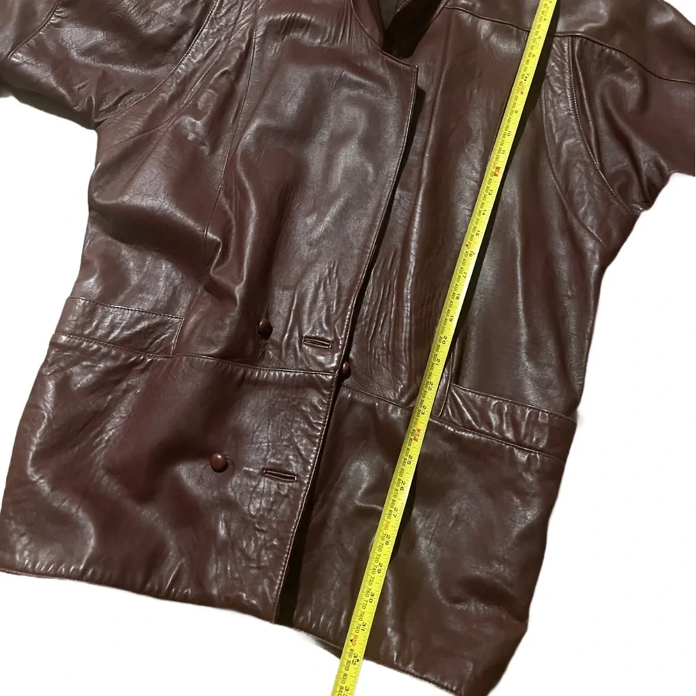Vintage Real Leather Oversized Blazer Jacket | Brown | Size S grunge streetwear - Picture 11 of 12